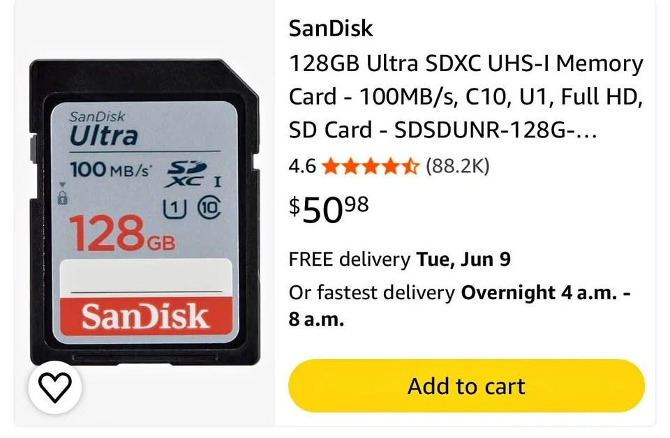 SD card 128g Sandisk
