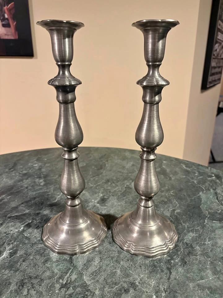 Pewter candlesticks