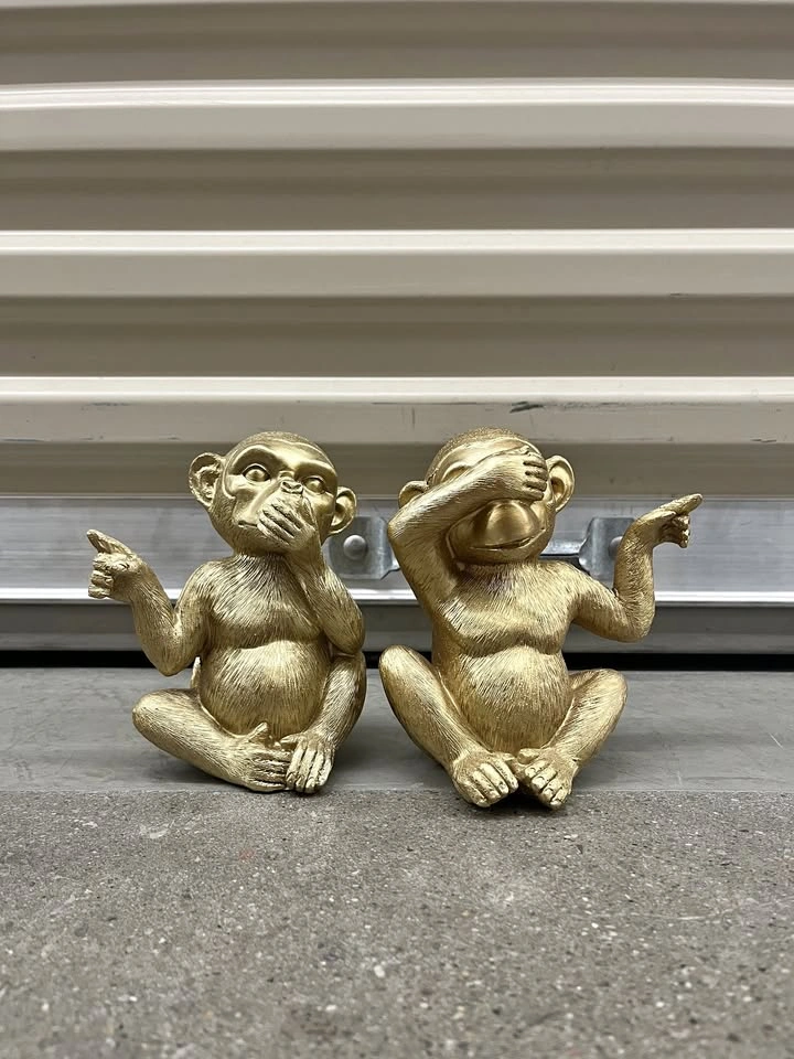 Decorative Gold Monkey Figurines – Modern Home Decor