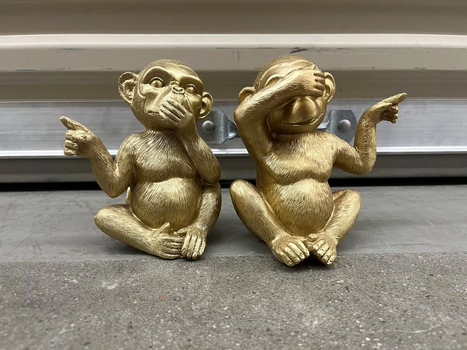 Decorative Gold Monkey Figurines – Modern Home Decor - photo 2