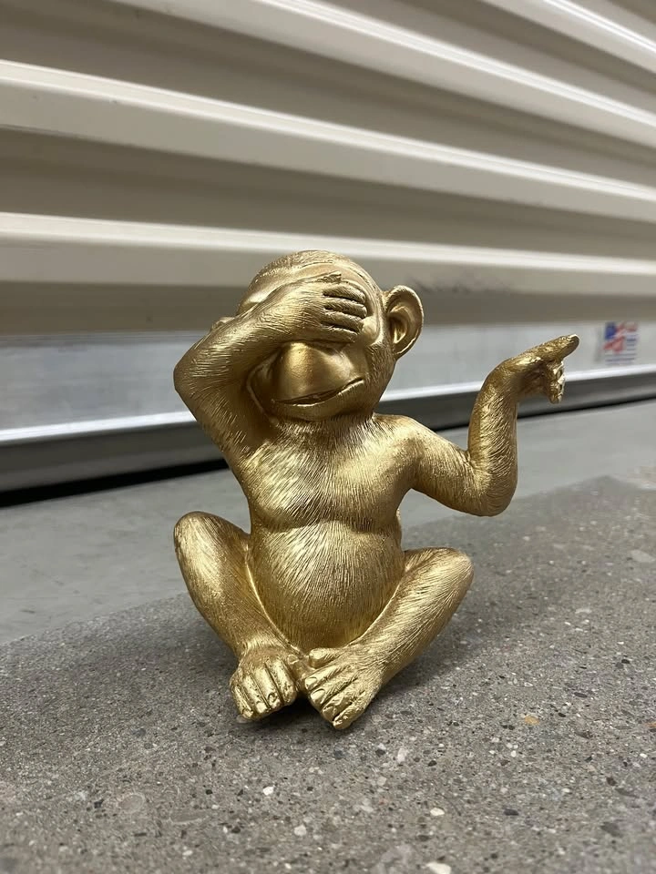 Decorative Gold Monkey Figurines – Modern Home Decor - photo 3