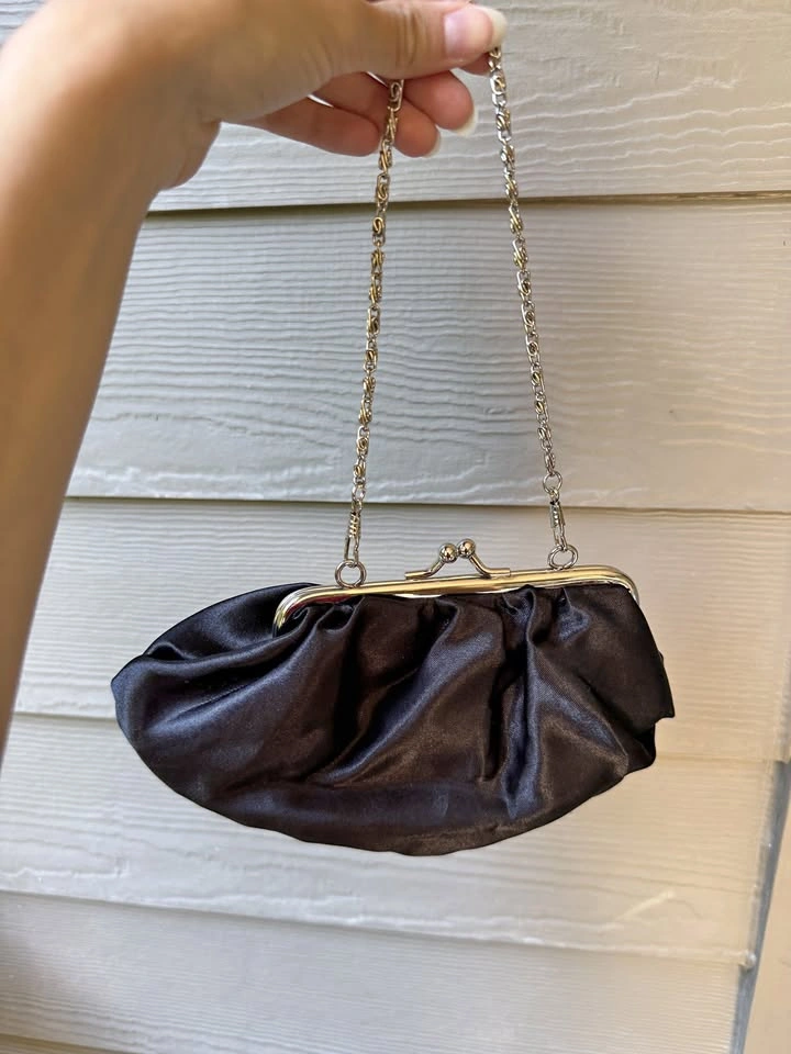 Cute Satin Clutch with Silver Hardware