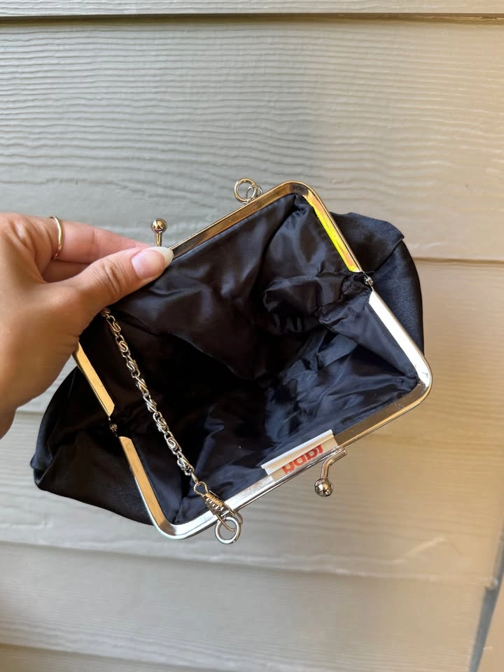 Cute Satin Clutch with Silver Hardware - photo 4