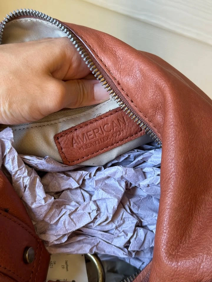 American Leather Genuine Leather Hobo Bag - Terra Cotta Brown - photo 4