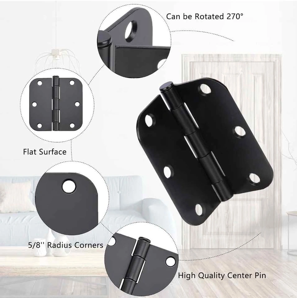 Allucky 40 Pack Matte Black 3x3 Inch Door Hinges 5/8 Radius - photo 3