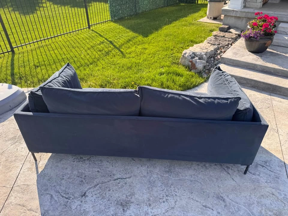 Blue suede couch - photo 5