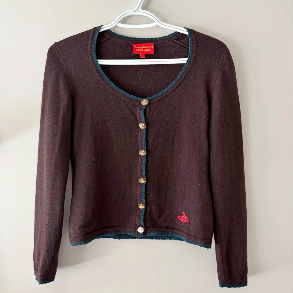 Rare Vivienne Westwood Brown Cardigan Orb Buttons - Size XS