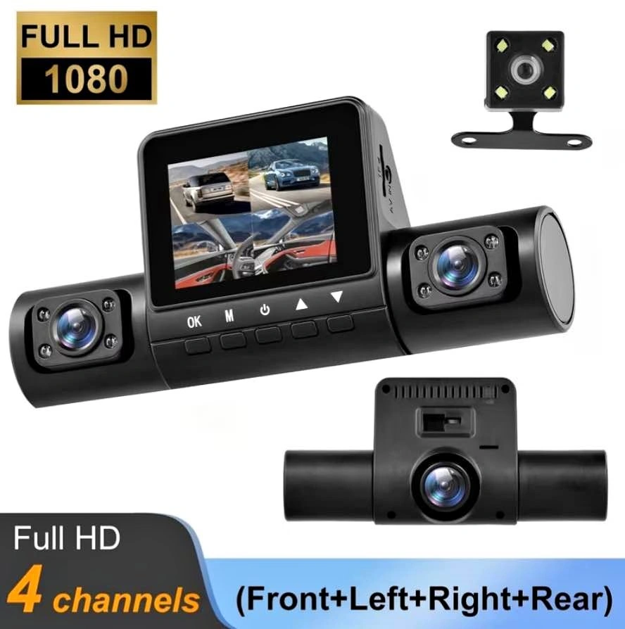 Full HD 4 Channel Dash Cam (Front/Left/Right/Rear) + SD Card