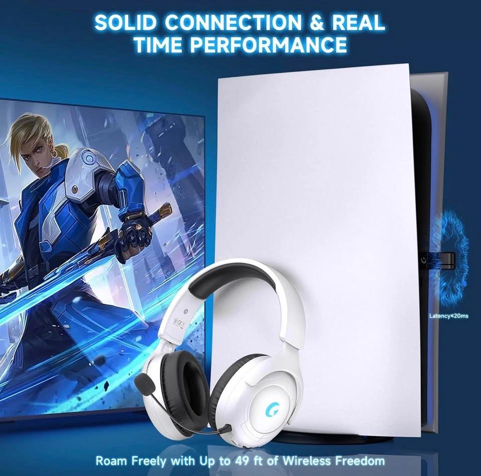 Wireless Gaming Headset for PS5/PS4, PC, Switch, Mac (White) - photo 2