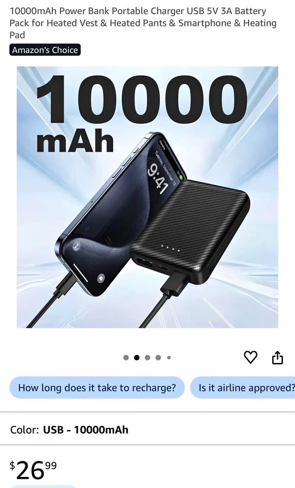 10,000mAh Power Bank Portable Charger