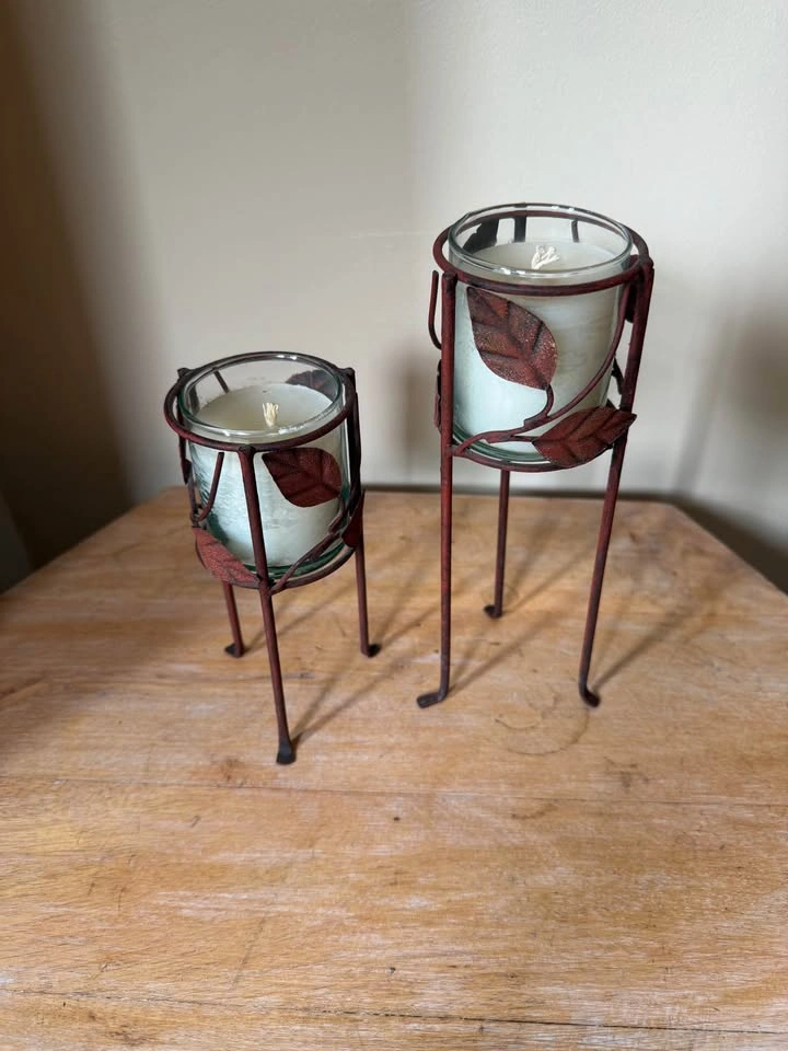 Decorative leaf candle holders set of 2 - photo 2