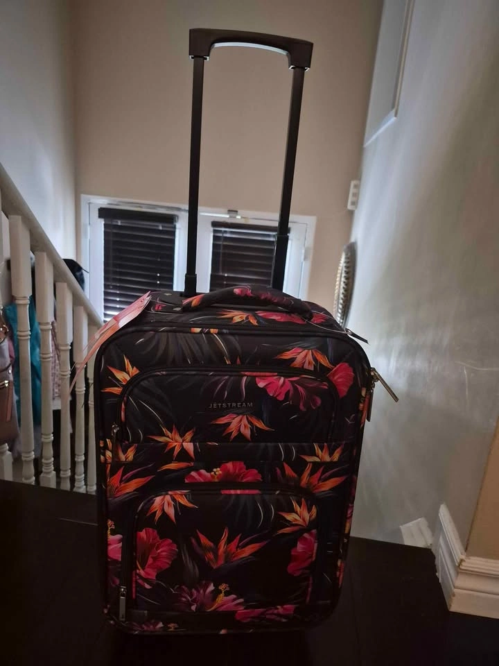Brand New Jetstream Black Floral Carry-On Luggage Suitcase - photo 2