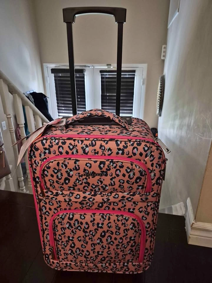 Brand New Jetstream Pink Leopard Print Carry-On Luggage