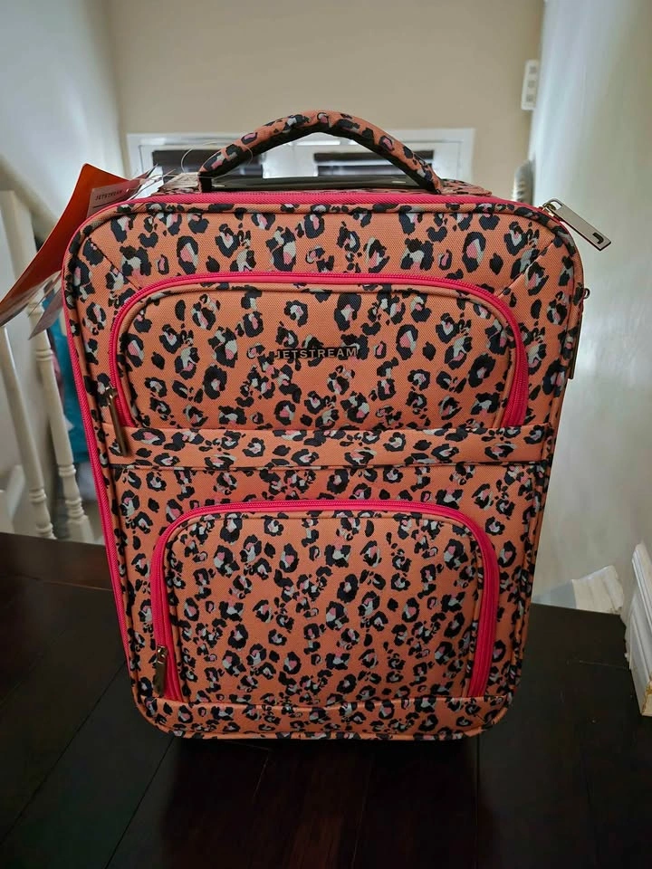 Brand New Jetstream Pink Leopard Print Carry-On Luggage - photo 2
