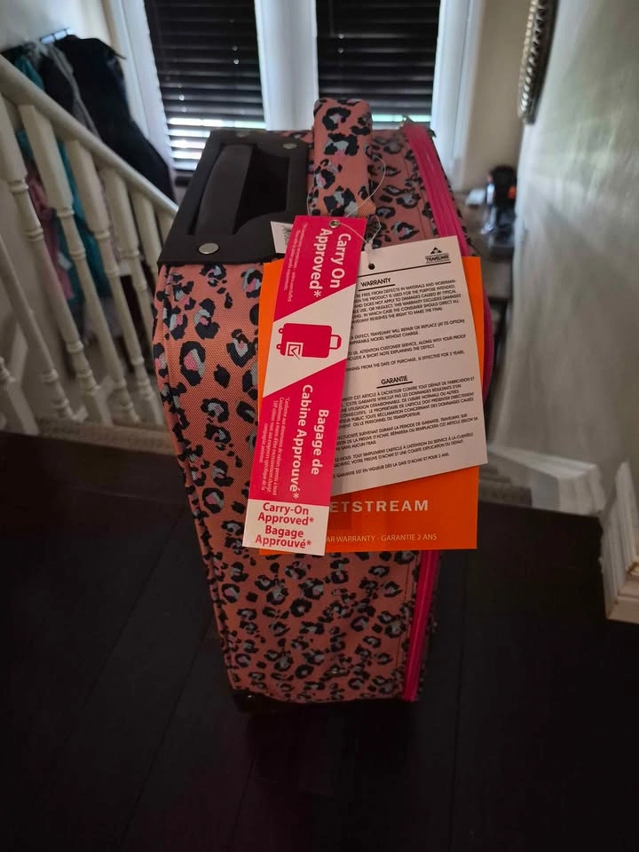 Brand New Jetstream Pink Leopard Print Carry-On Luggage - photo 3