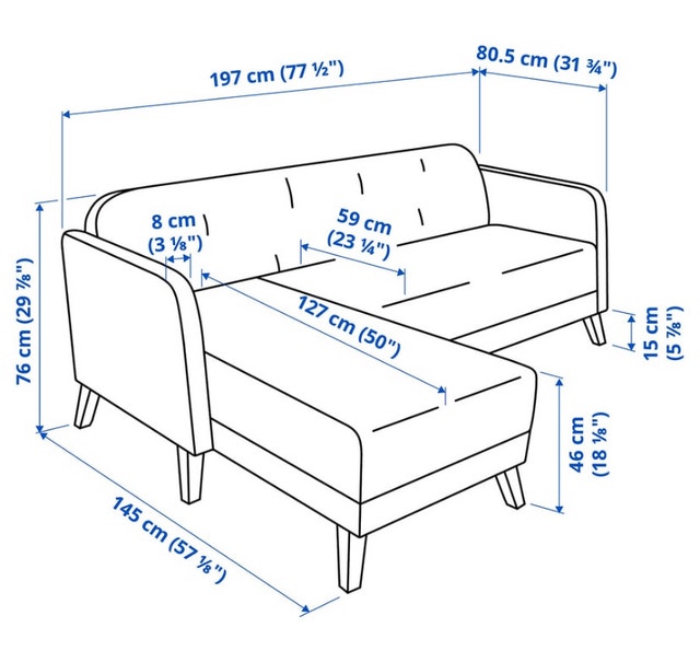 IKEA sectional sofa with chaise - photo 5