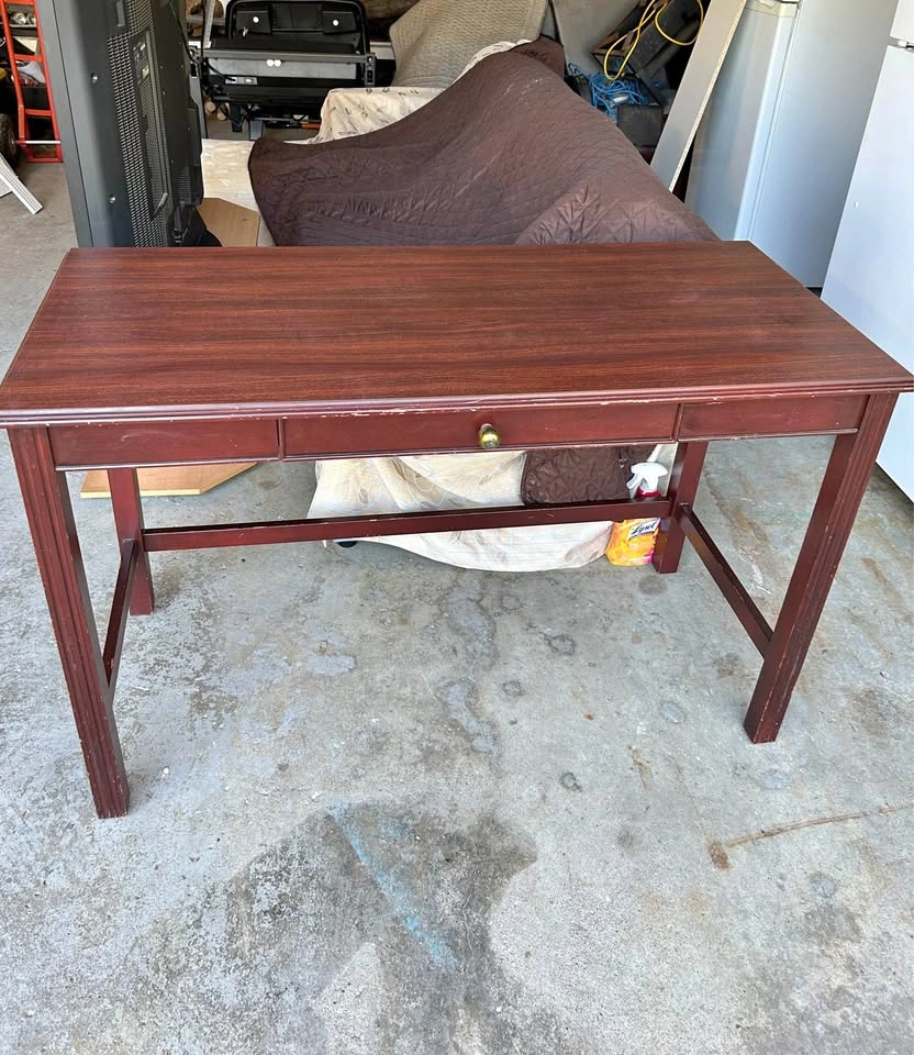 Dark Wood Single Drawer Desk