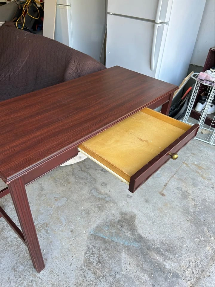 Dark Wood Single Drawer Desk - photo 2
