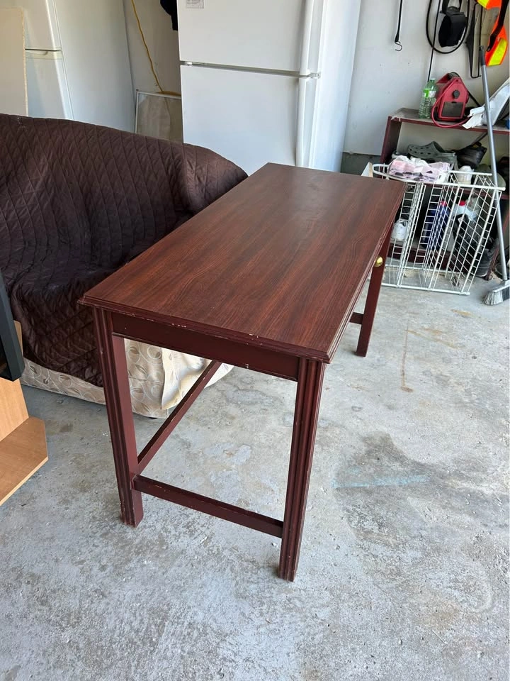 Dark Wood Single Drawer Desk - photo 3