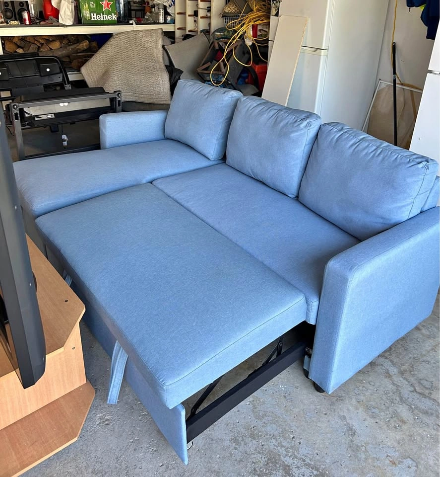 Blue Sectional Sleeper Sofa Couch with Storage