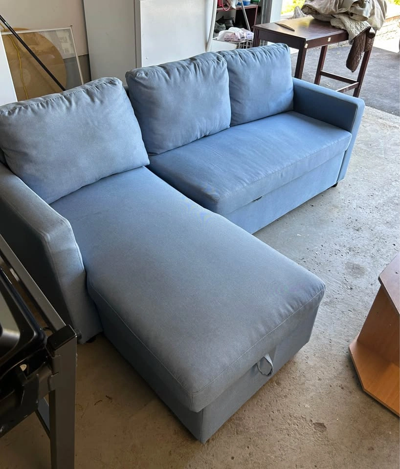 Blue Sectional Sleeper Sofa Couch with Storage - photo 2