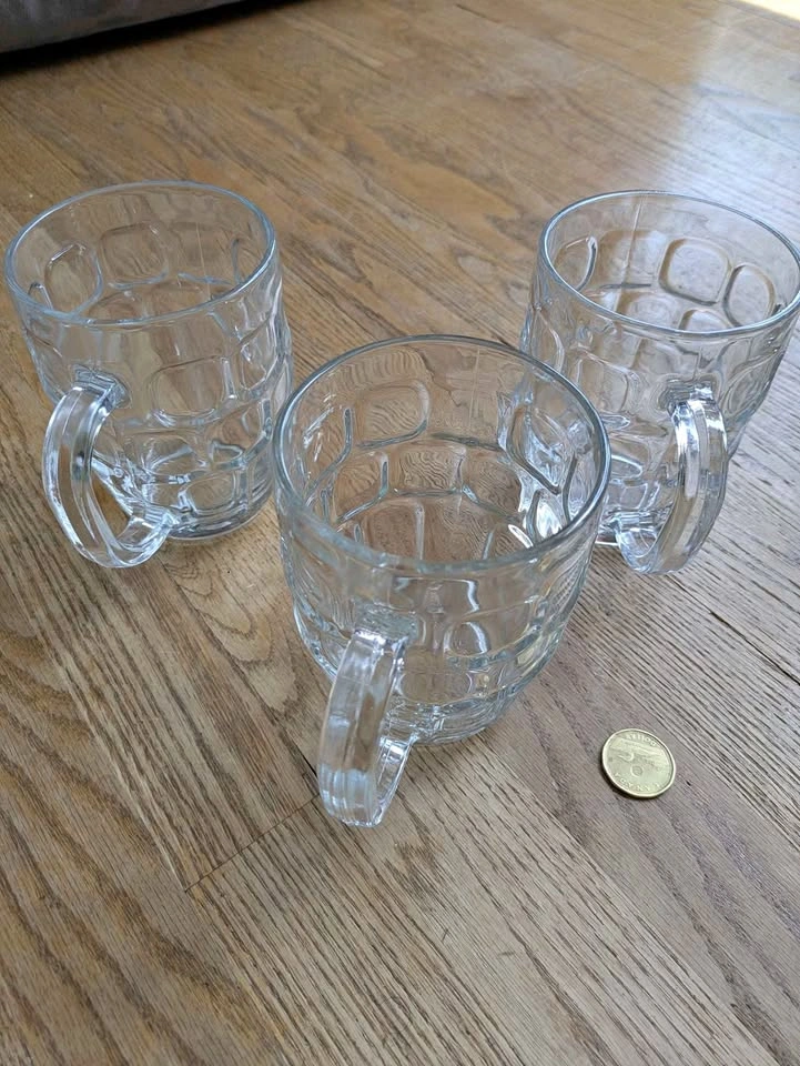 Three beer mugs