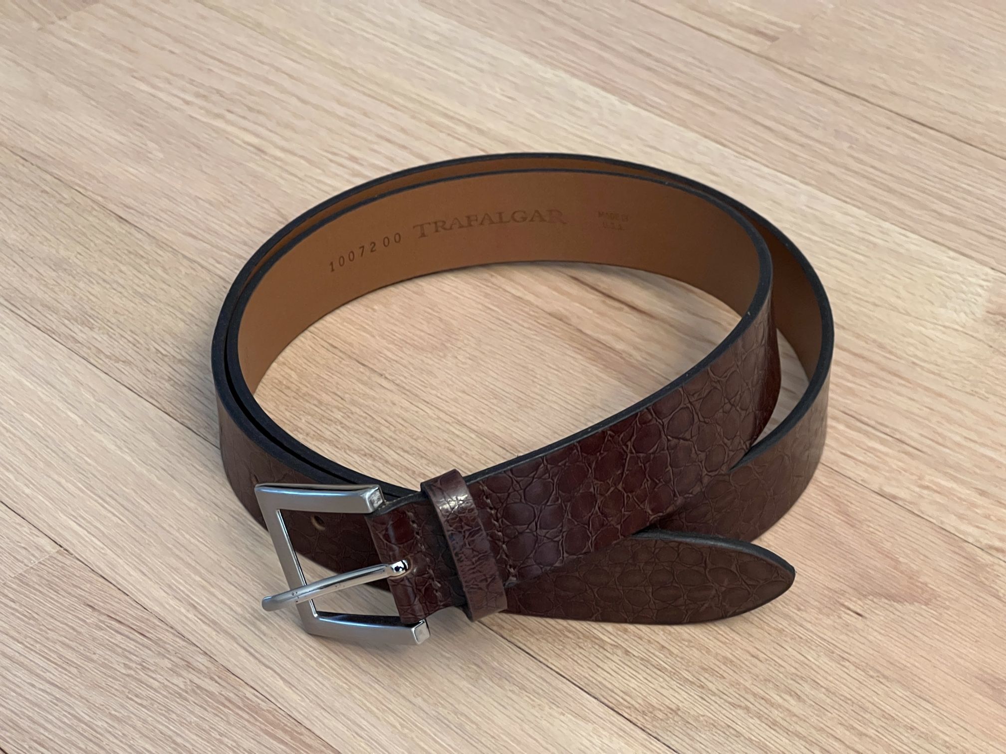 Trafalgar Brown Embossed Leather Belt