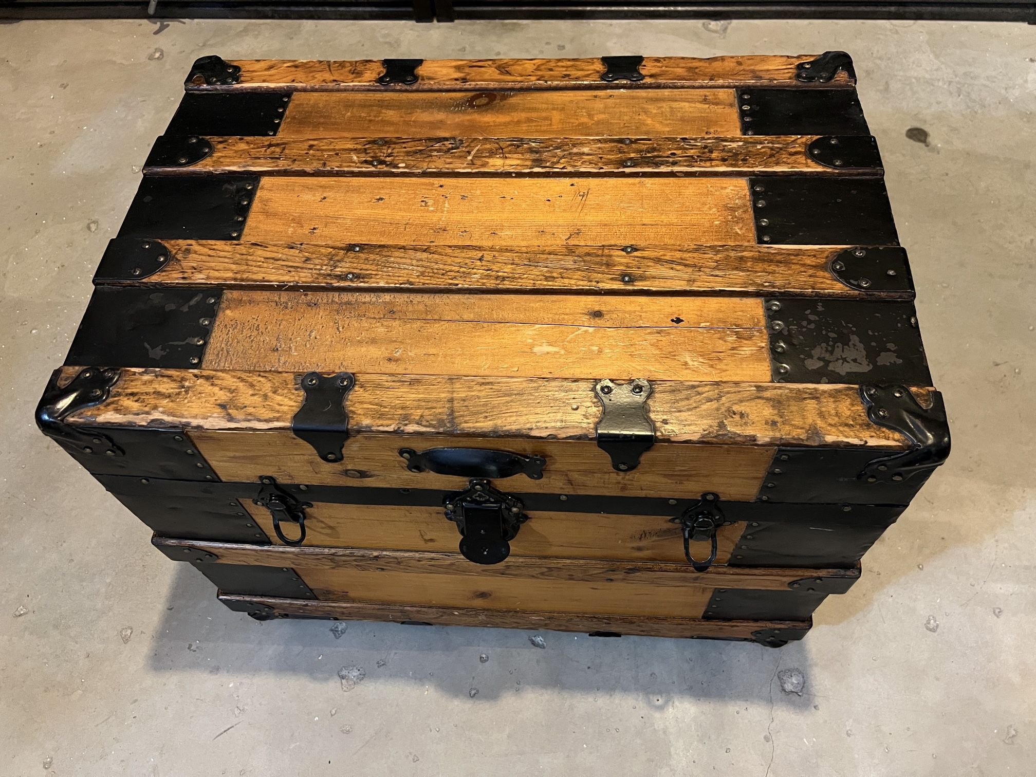 Antique Wooden Steamer Trunk / Storage Chest