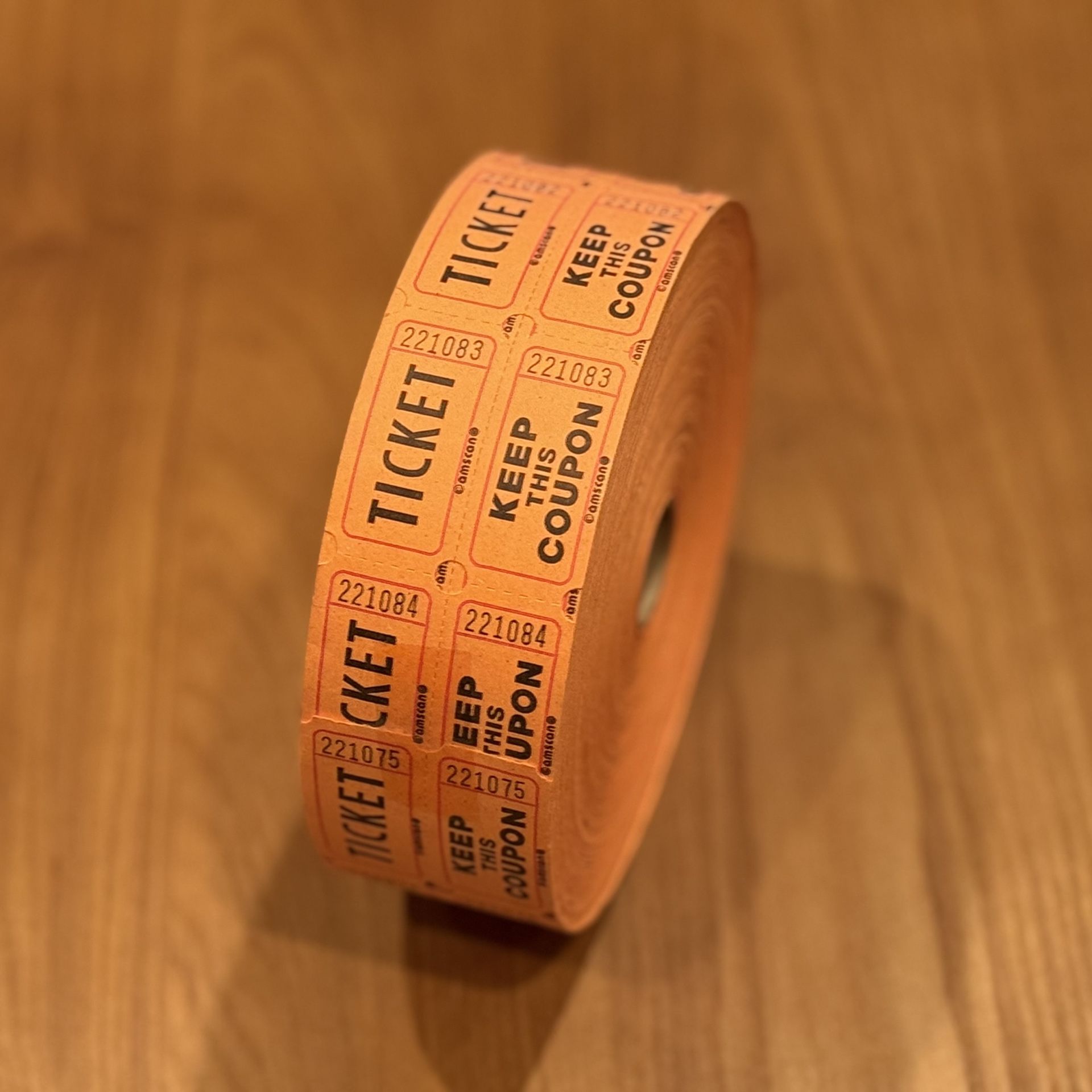 Raffle Tickets - Roll of 2,000 Double Stub Carnival Tickets - Or