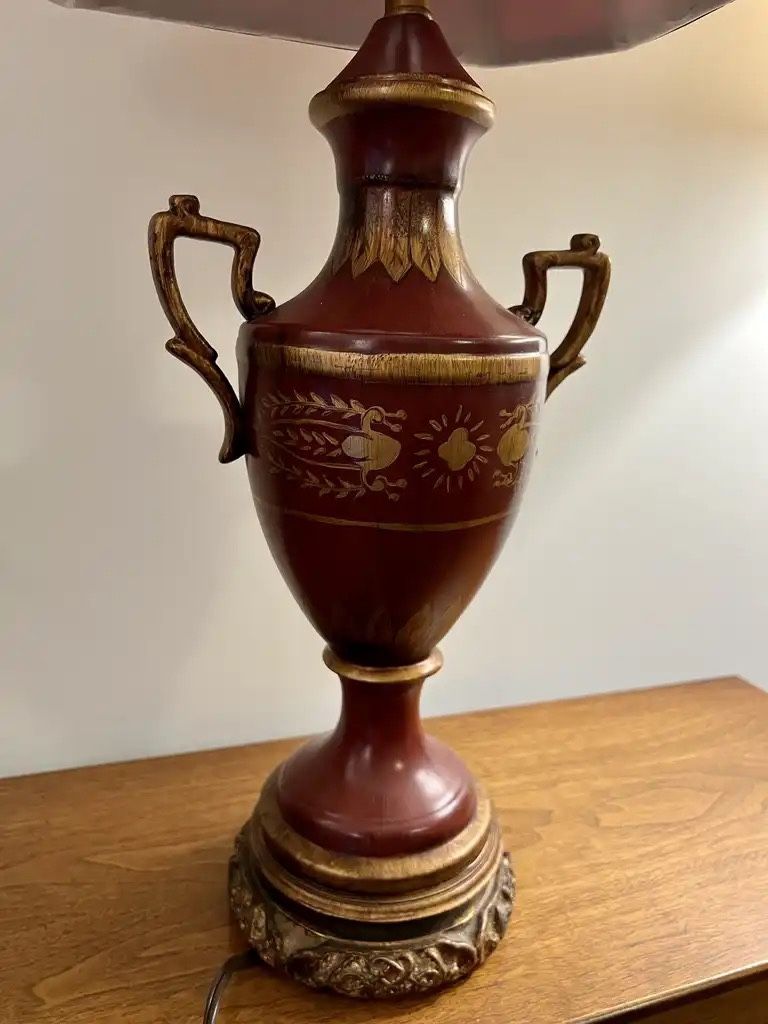 Vintage Table Lamp with Red Shade - photo 2