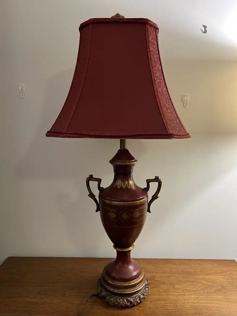 Vintage Table Lamp with Red Shade - photo 3
