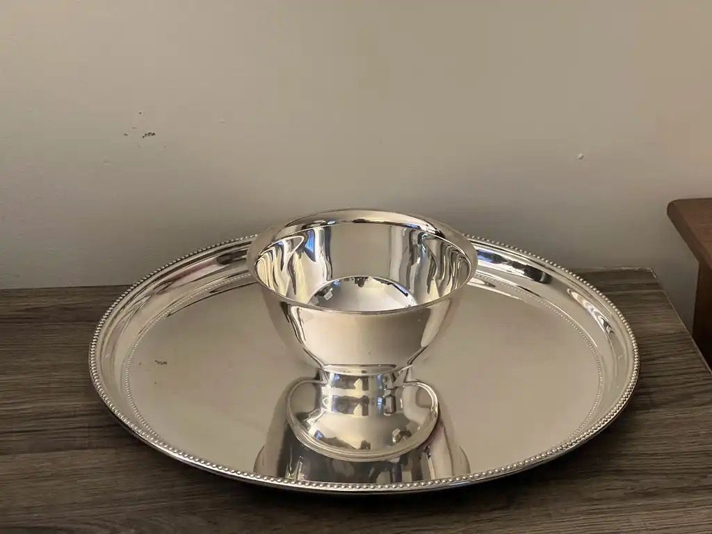 Silver Plated Tray And Bowl