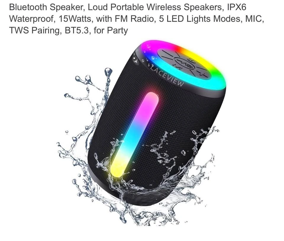 Loud Portable Wireless Speakers (Black)