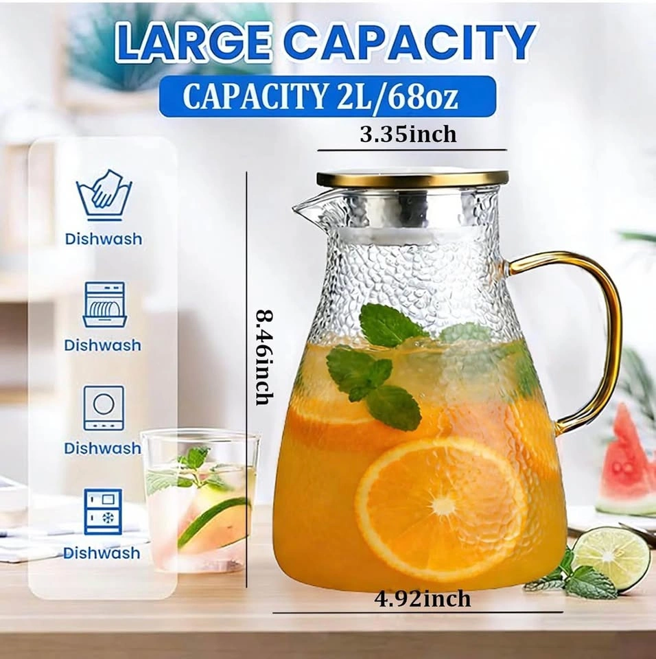 Glass Pitcher with Lid, 68 oz/2L - photo 3
