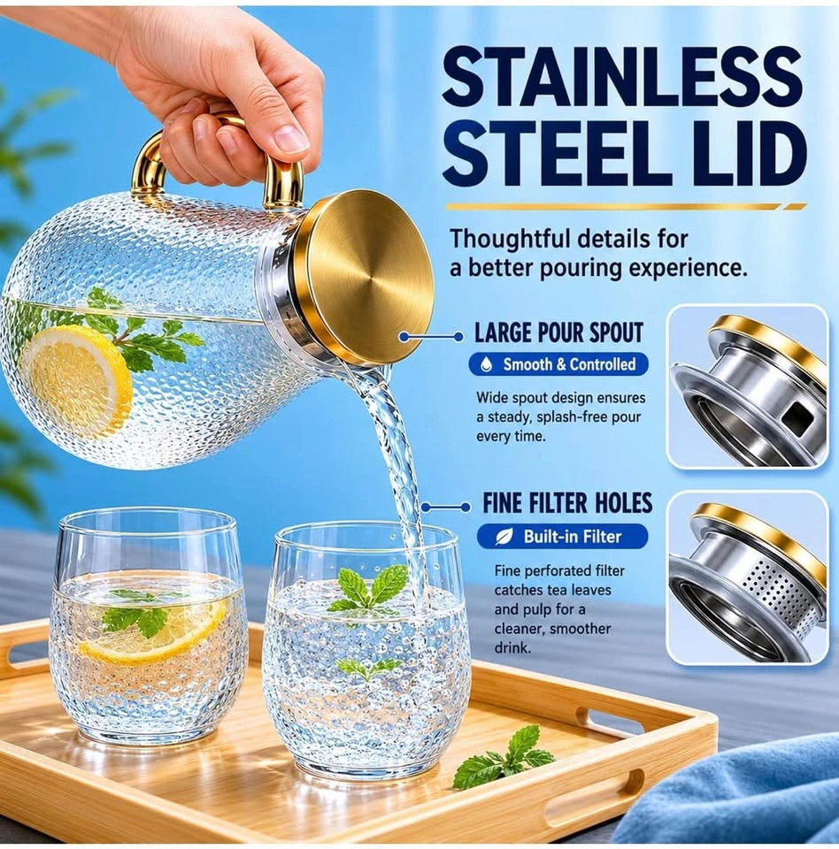 Glass Pitcher with Lid, 68 oz/2L - photo 5