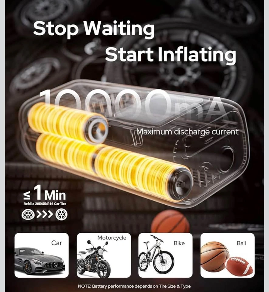 160PSI Tire Inflator Portable Air Compressor, Electric Air Pump - photo 3