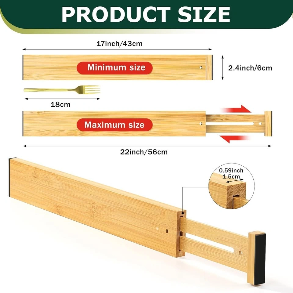 Lzerking Bamboo Drawer Dividers 6 Pack - photo 3