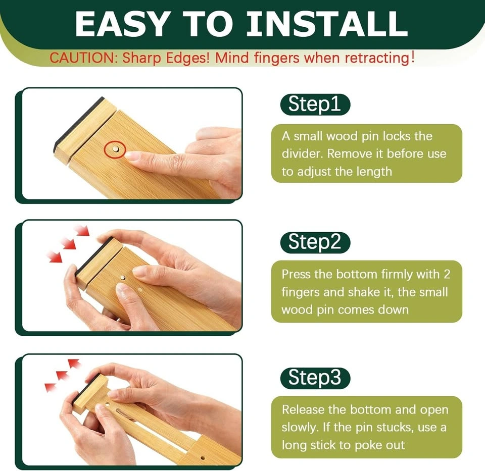 Lzerking Bamboo Drawer Dividers 6 Pack - photo 4