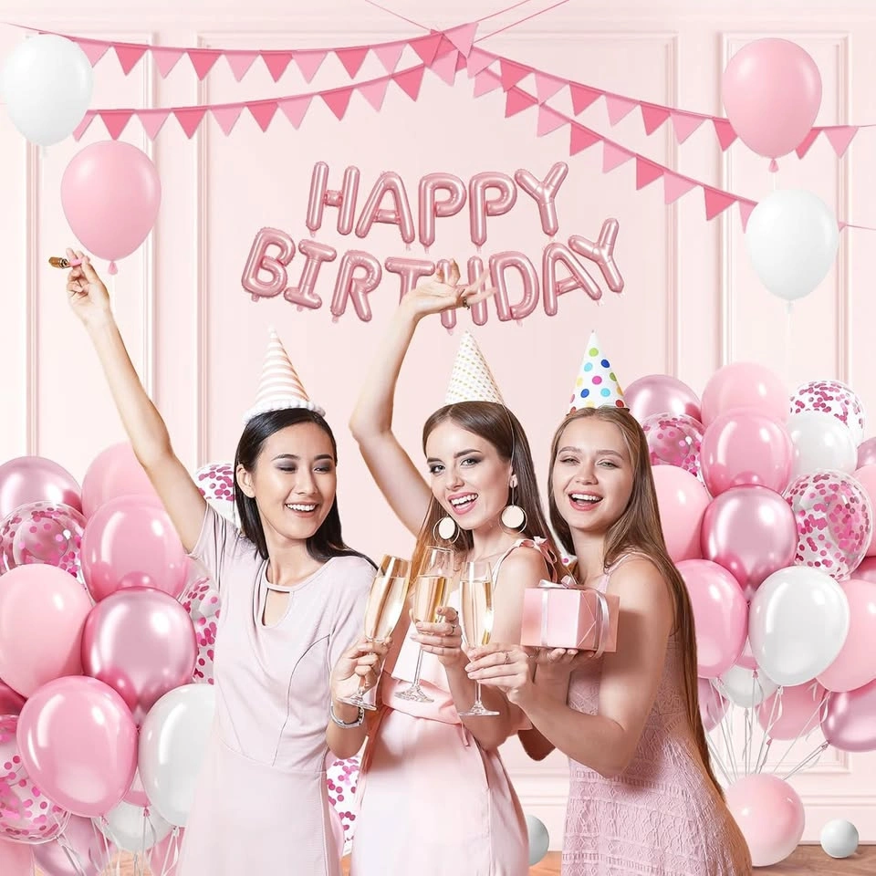 60pcs Light Pink and White Pearl Confetti Balloons - photo 5