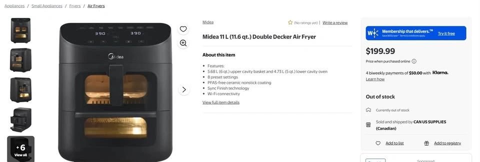 Midea 11 L (11.6 qt.) Double Decker Air Fryer - photo 2