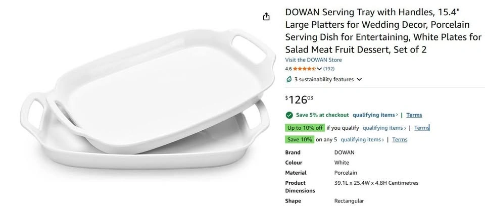 DOWAN Serving Tray with Handles - photo 2