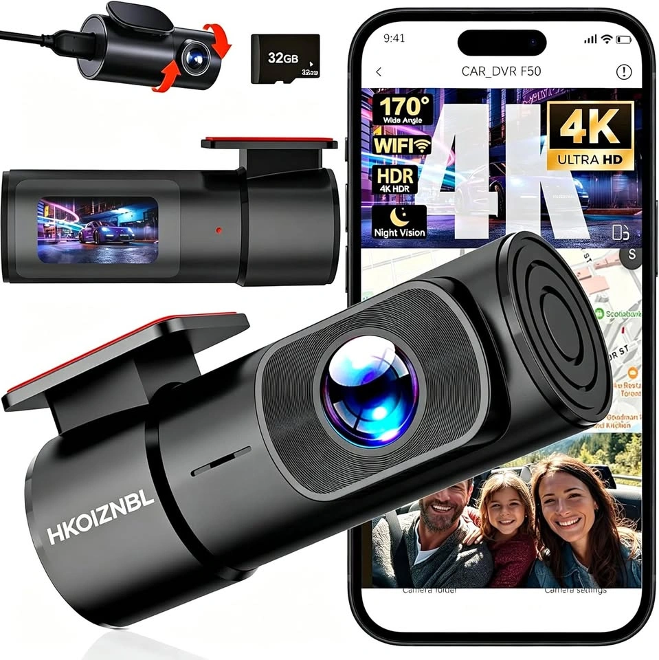 Dash Camera Car Front Rear 4K/2.5K UHD with 32GB Card