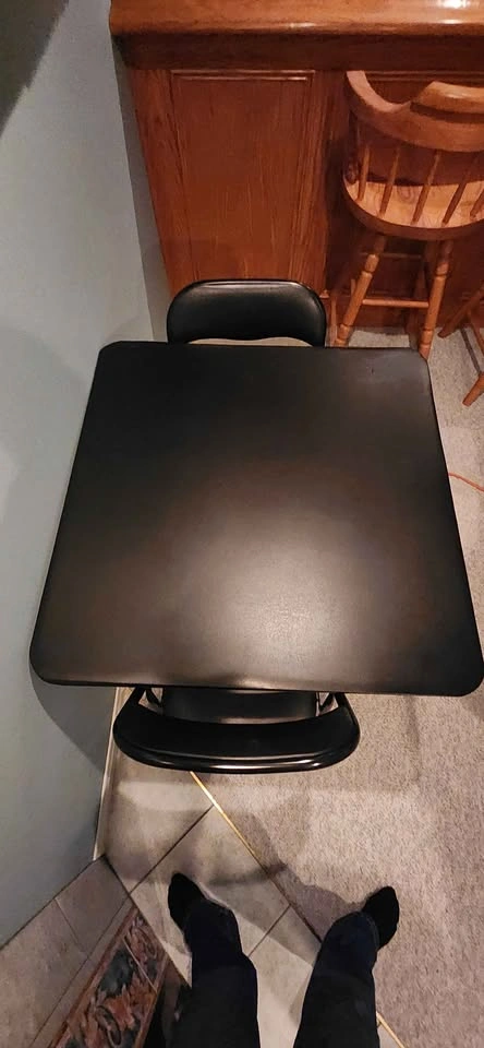Square Card Table - Vinyl Black Padded with 2 Chairs - photo 2