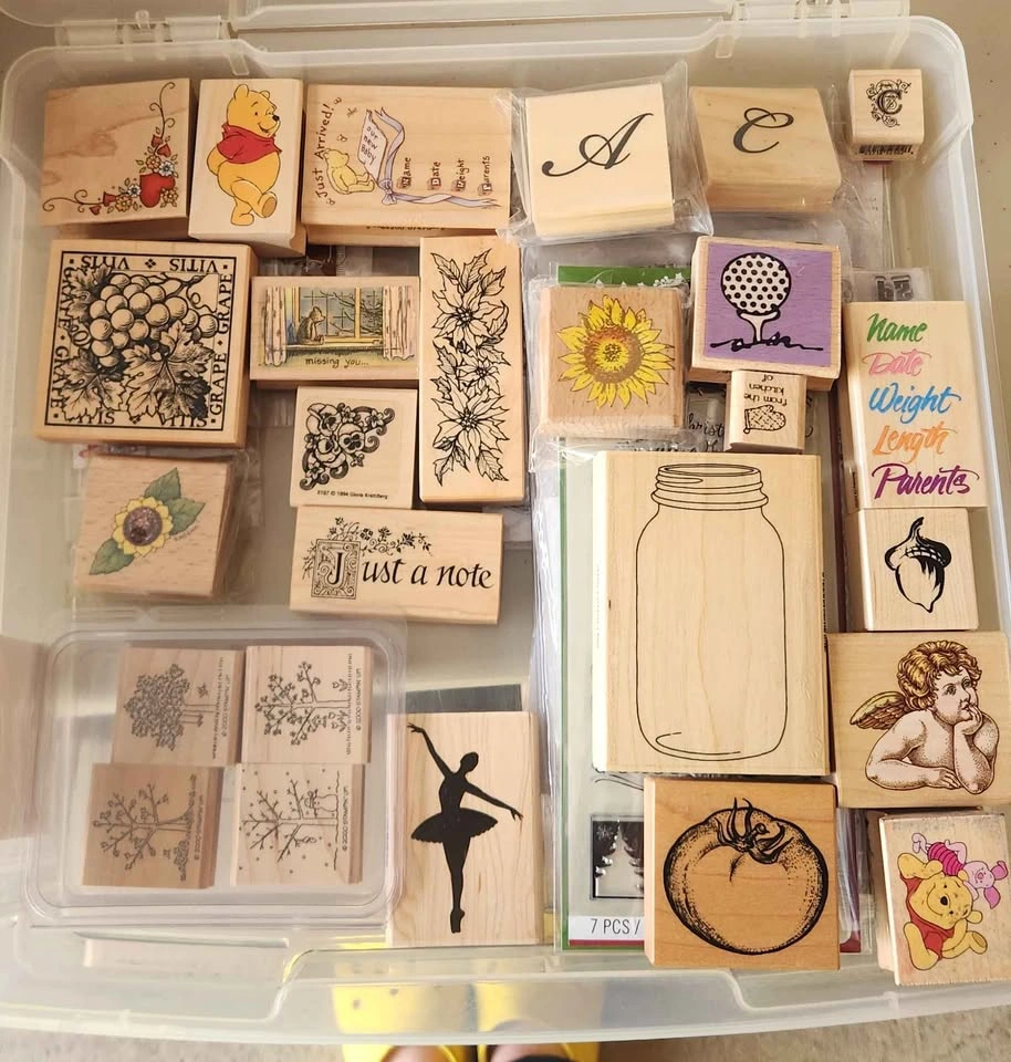 Collection of 90 Wooden Stamps - photo 3