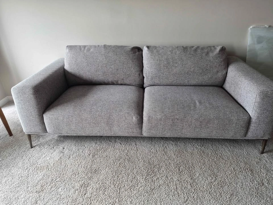 Modern Grey Textured Fabric Sofa - photo 4