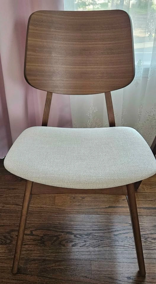 NEW Set of 2 dining chairs, walnut wood and beige upholstery - photo 2