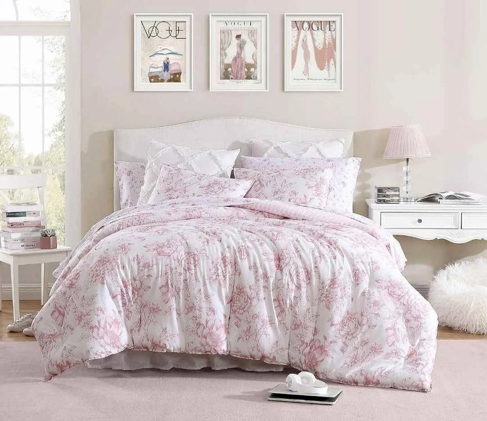 Laura Ashley Delphine Comforter Set with Shams king 100% cotton