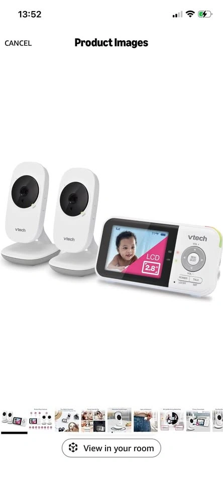 New VTech VM819-2 Baby Monitor, 2.8” Screen, 2 Cameras