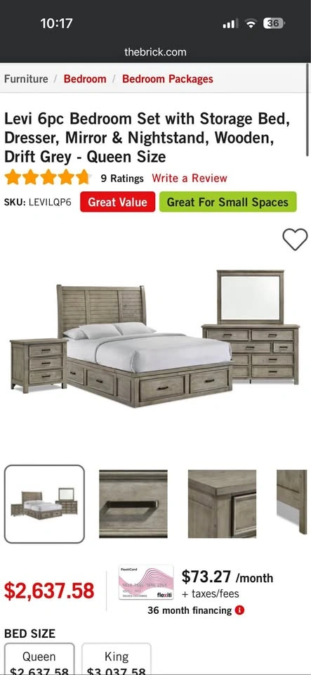 The Brick Levi 6pc Queen Bedroom Set with Storage