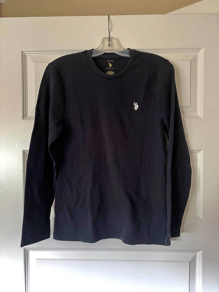 U.S. Polo Assn. Black Long Sleeve Waffle Knit Thermal Shirt Larg